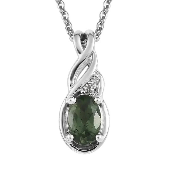 Tanzanian Natural Green Apatite and White Zircon Ring and Pendant Necklace - Picture 5 of 8